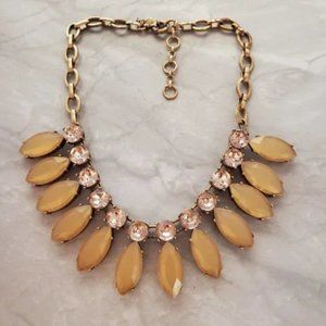 ✨ J.Crew Large Jumbo Rhinestone Crystals Pink Taupe Statement Necklace ✨